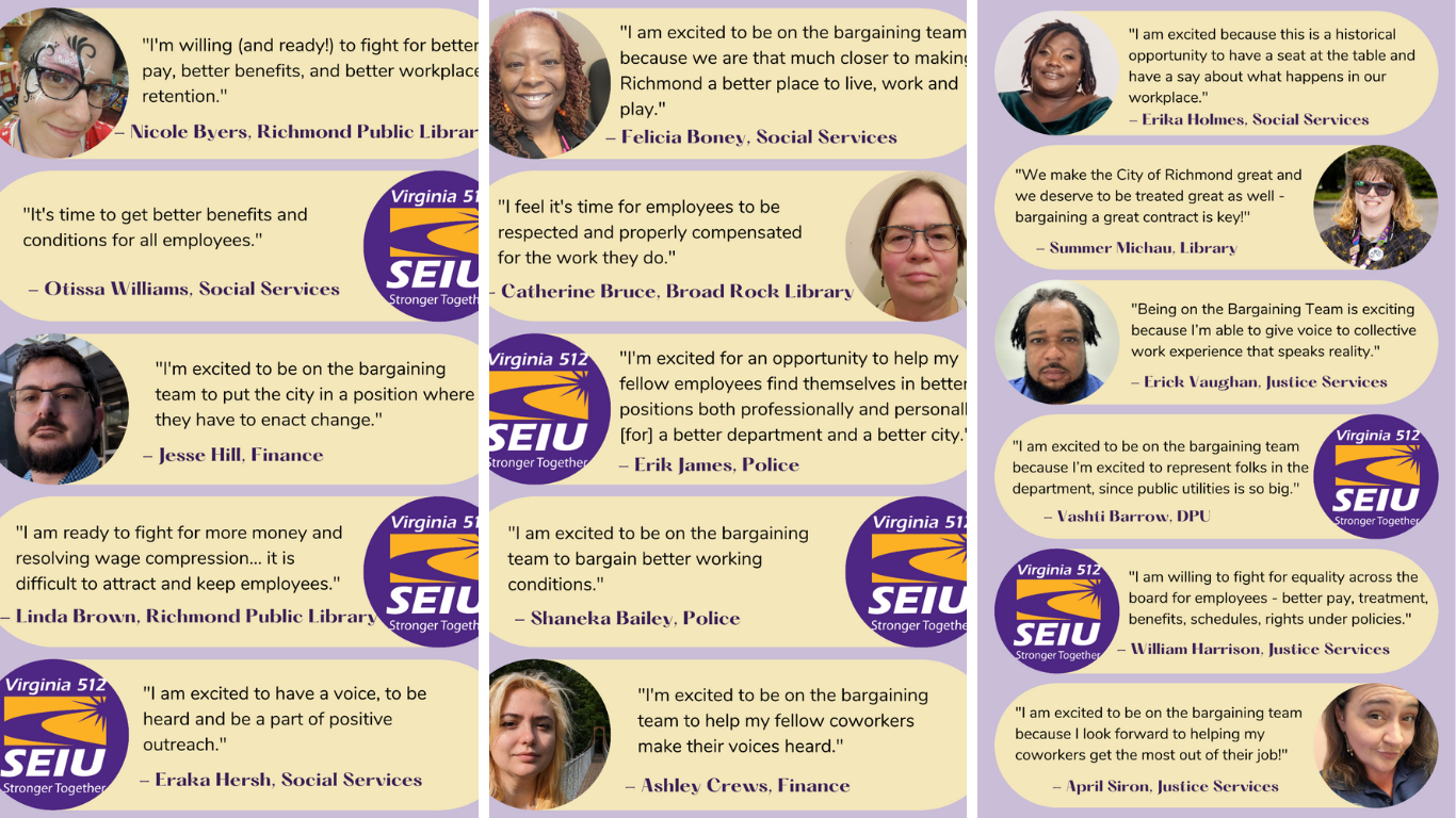 SEIU Virginia 512 Richmond bargaining team 